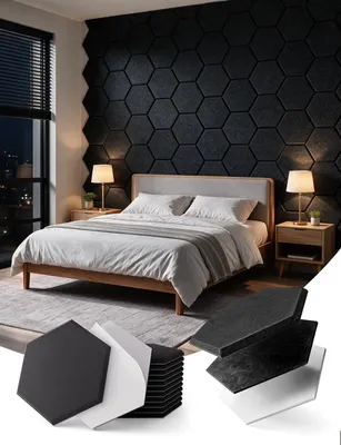 Produktbild von Kuchoow Schallschutzplatten Hexagon Selbstklebend Schalldämmung – Schwarz