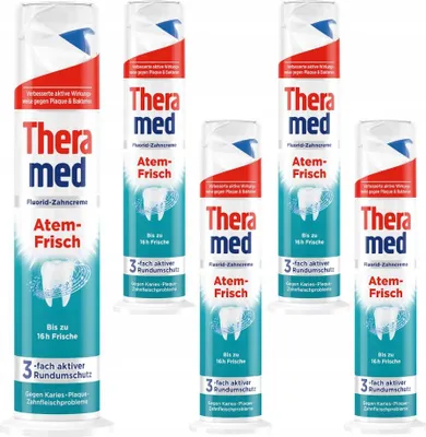 Immagine prodotto di Theramed | Dentifricio - Dentifricio in gel per un alito fresco - 5 x 100 ml - Anti-alitosi - Freschezza a lunga durata - Fluoro