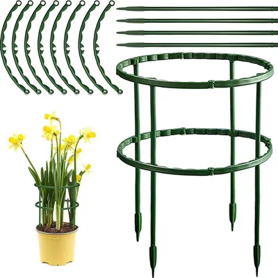 Produktbild von 1Set Garten Spalier für Kletterpflanzen Abnehmbare und stapelbare Pflanzenstützen Pfähle Regal zusammenbauen Ring Stand Tomatenkäfig für Topfblumen Reben