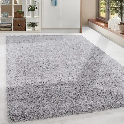 Produktbild von Koberec do obývačky Koberec s vysokým vlasom Shaggy Jednofarebný dizajn, Farba: strieborná, Rozmery: 160 x 230 cm
