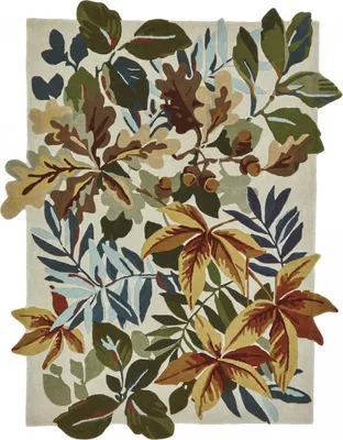 Produktbild von Handgefertigter Wohn- und Schlafzimmerteppich ROBINS aus Wolle mit Blumenmuster