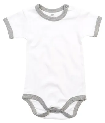 Obrázok produktu pre Babybugz – body „Ringer“ pre bábätká FK1860 (86) (biela/sivá melírovaná melírovaná)