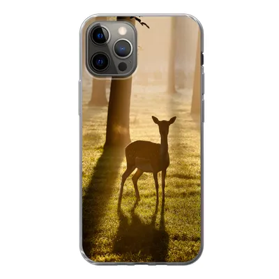 Produktbild von MuchoWow® Handyhülle Schutzhülle Hülle für iPhone 13 Pro Hirsche - Sonne - Bäume Silikon Softcase Handy Hülle - Handy-Tasche