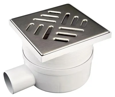 Image de REVÊTEMENT DE SOL AVEC ÉVACUATION LATÉRALE TÉLESCOPIQUE ET GRILLE EN ACIER INOXYDABLE 15 x 15 cm - évacuation Ø 50 mm