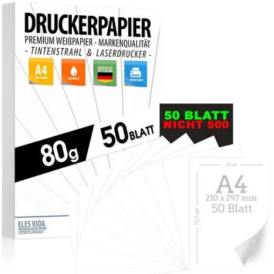 Zdjęcie produktu dla Papier do drukarki A4 - 80 g - Biały - 50 arkuszy