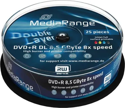 Produktbild von MediaRange MR474, 8,5 GB, DVD+R, 25 Stück(e), 120 mm, 8x