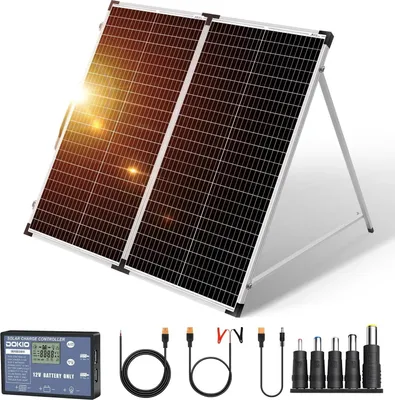 Obrázek produktu pro Solární panel – skládací monokrystalický solární modul 160 W – 18 V – nabíjení USB 5 V a 12 V – přenosný pro kempování a karavany – sněhová kamufláž