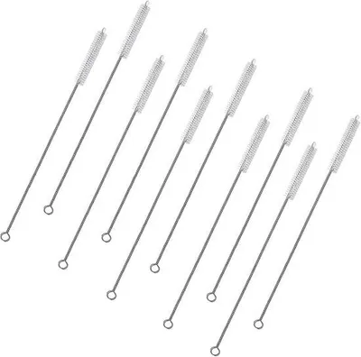 Obrázek produktu pro Čisticí kartáč na brčka – nerezová ocel – 30 cm – pro brčka a lahve – sada 10 kusů