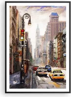 Produktbild von Gerahmtes Poster - Schwarzer Rahmen - New York Aquarell - 70x100 cm - Wand Bild - Wanddeko - Wandbilder - Kunstposter - Wandposter - Bilderrahmen - Bilder - Kunstdruck - P2BPA70x100-4590