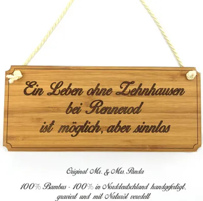 Produktbild von Mr. & Mrs. Panda Holzschild Zehnhausen bei Rennerod - Geschenk, Geschenkidee, Graviert, Infotafel, Schild, Firmenschild, Türschild, Landhaus, Shabby, wandtafel