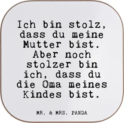 Produktbild von Mr. & Mrs. Panda Tassen Untersetzer Ich bin stolz, dass... - Weiß - Geschenk, Oma, schöner Spruch, Tischuntersetzer, Enkel Geburt, gläseruntersetzer, für Gläser, Sprüche