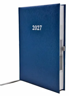 Produktbild von 2027 ADINA Buchkalender Chefplaner A5 blau-metallic 1 Tag 1 Seite