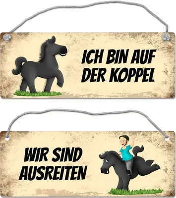 Produktbild von Schwarzes Pferd ist ausreiten oder auf der Koppel Wendeschild mit Kordel Schild