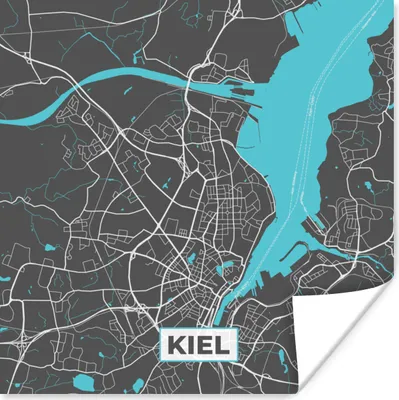 Produktbild von MuchoWow® Poster Stadtplan - Kiel - Deutschland - Karte 100x100 cm - Babyzimmer