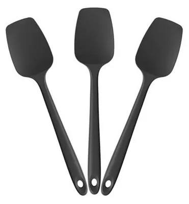 Productafbeelding van Siliconen spatelset, 3 stuks, zwart, deegschraper, hittebestendig tot 315°C