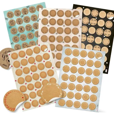 Produktbild von 5 x 35 Geschenkaufkleber rund - 3,2 cm selbstklebend - Blankoaufkleber zum Beschriften
