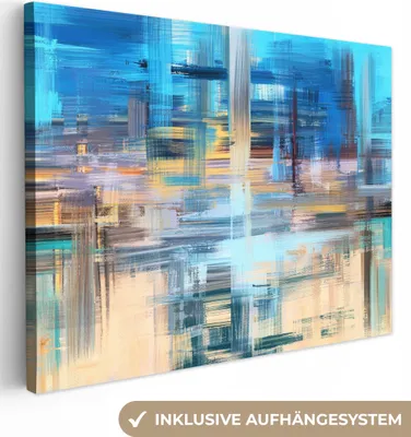 Produktbild von MuchoWow® - Leinwandbilder - Ölfarbe - Abstrakt - Malerei, Wandbild, Wanddeko Bilder Wohnzimmer, 40x30 cm