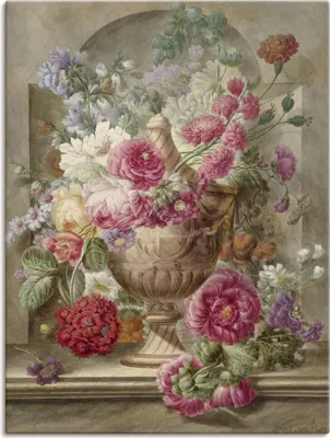 Produktbild von ARTland Leinwandbild Vase mit Blumen. Größe: 45x60 cm
