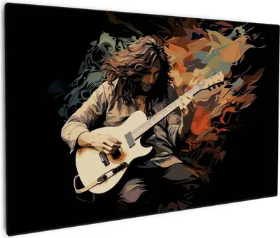 Produktbild von Wallario Premium Leinwandbild Gitarrensolo in Größe 60 x 90 cm
