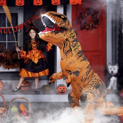 Produktbild von Jiubiaz Aufblasbares Kostüm Dinosaurier Erwachsene T-Rex Kinder Halloween Dino kostüm