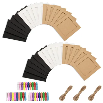 Productafbeelding van 30 stuks papieren fotolijsten 3 x 4, kartonnen fotolijsten met clips