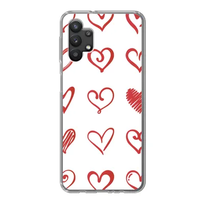 Produktbild von MuchoWow® Handyhülle Schutzhülle Hülle für Samsung Galaxy A32 5G Eine Illustration mit Herzen in verschiedenen Formen Silikon Softcase Handy Hülle - Softcase