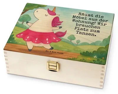 Produktbild von Mr. & Mrs. Panda Teebehälter Einhorn Ballerina Design - Weiß - Geschenk, Tanzen, Feiern, Unicorn, Teebox, Teebeutel Aufbewahrung, für Paare, Geburtstag, holz, Wohnung