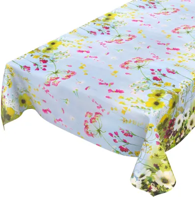 Tischdecke Wachstuch Blumen Grün Robust Wasserabweisend Breite 140 cm Länge 220 cm, Hauptbild