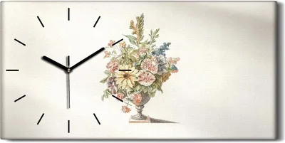 Produktbild von Wohnzimmer-Bild Leinwand Uhr Geräuschlos 60x30 Gemälde Blumen Pflanzen Kunst - schwarze Hände