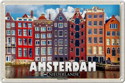 Produktbild von Blechschild Reise 30x20cm Amsterdam Niederlande Tanzende Häuser