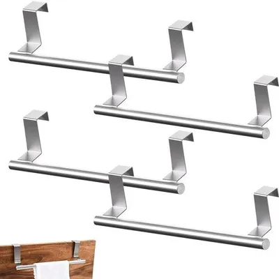 Image de Porte-serviettes de cuisine 24 cm, porte-serviettes sans perçage, pour la cuisine, lot de 4, à accrocher à un tiroir ou à une armoire de cuisine