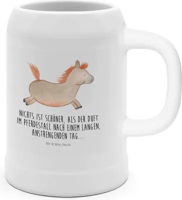 Produktbild von Mr. & Mrs. Panda Seidel Pferd Springen - Weiß - Geschenk, Krug, Humpen, Stall, Landwirtin, Ausreiten, Tonkrug, Bier, Steinbierkrug, Pony, Pferde, Reiten