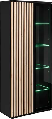 Produktbild von Vitrine, schwarz mit Hickory Eiche, CATANZARO-164