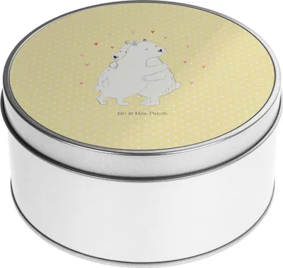 Produktbild von Mr. & Mrs. Panda Dose Eisbär Umarmen - Gelb Pastell - Geschenk, Gute Laune, keksdosen, Keksdose, Kaffeedose, Erinnerungsbox, Vorratsdosen