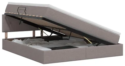 Obrázok produktu pre vidaXL Úložná posteľ s matracom, farba taupe, rozmer 140 x 200 cm, materiál: zamat