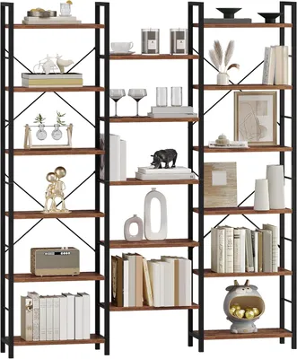 Immagine prodotto di Libreria a giorno vintage, marrone, 6 ripiani, regolabile, 24x152x186 cm