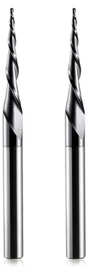 Produktbild von Kegelkopf-Fräser 2 Stück, R0.5 Spiralnutfräser 6mm Schaft 2 Flöten HRC55