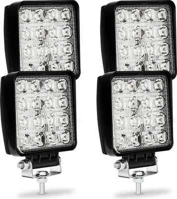 Zdjęcie produktu dla Reflektor roboczy Jayseuw z 4 diodami LED, 12 V/24 V, do montażu na karoserii, do pojazdów terenowych, SUV-ów, quadów i traktorów, reflektor roboczy, reflektor punktowy, moc 48 W