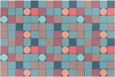 Produktbild von Geometrisches Retro-Vintage-Muster – Vinylteppich – 150x225 cm – Outdoor Teppich – Terrasse – Wetterfest – Modern