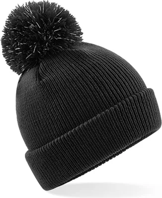 Produktbild von Beechfield B406B | Junior Reflective Bobble Beanie - Farbe: Black - Größe: One Size