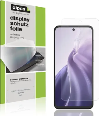 A product shot of a screen protector packaging and a smartphone with a screen protector applied.