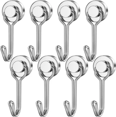 Produktbild von 8 Stück Magnethaken Extra Stark, Neodym Magnet Hacken für Küche kühlschränke Schließfächer