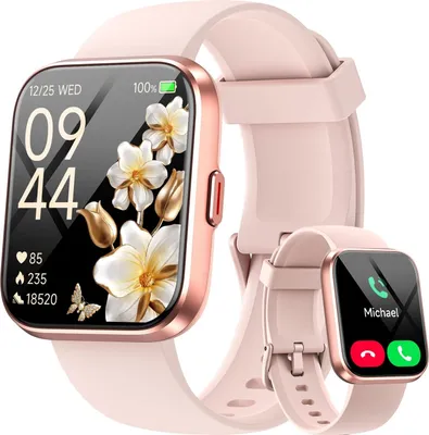Produktbild von Fitpolo Damen SmartWatch -Telefonfunktion / Alexa, 1,8 Zoll Smart Watch iPhone Android, Fitness Tracker Herzfrequenz / Schlafmonitor IP68 wasserdicht