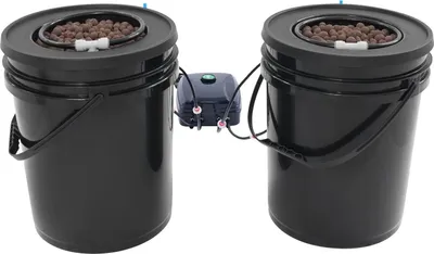 Obrázek produktu pro Hydroponický pěstební systém – květináč – sada 2 kusů s kapkovým zavlažovacím systémem – 19 l (5 galonů) – 30 x 38 cm – černý