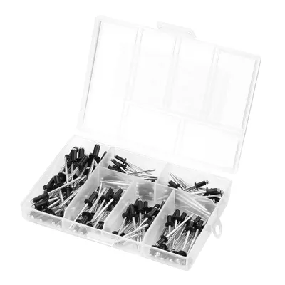 Immagine prodotto di Set di 120 rivetti ciechi in alluminio, dimensioni M2.4/M3/M3.2/M4 – Scatola assortimento, set di rivetti per fissaggi in metallo e riparazioni fai-da-te