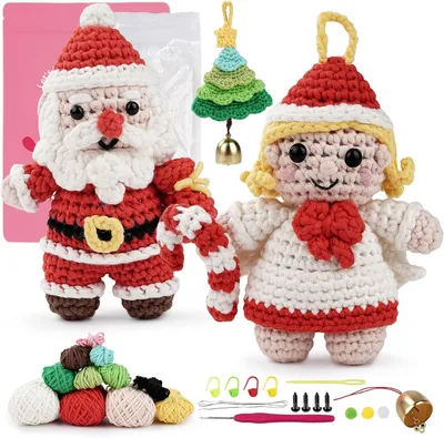 Produktbild von Häkelset für Weihnachten, 3 Figuren, für Anfänger, Weihnachtsdekoration