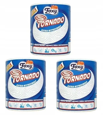 Zdjęcie produktu dla Ręcznik papierowy Foxy Tornado 3-warstwowy (1 rolka) x 3 sztuki