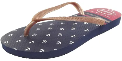 Produktbild von Havaianas Kids Slim Nautical Mädchen Zehenstegsandale dunkelblau/rot (navy/red), 4-137-125-0463