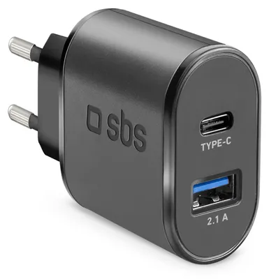 Produktbild von SBS Reiselader 10W USB/USB-C schwarz