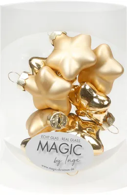Produktbild von Christbaumschmuck Sterne Glas 4cm 8 Stück Brokatgold